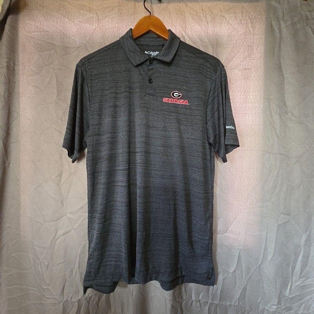 Georgia Bulldogs Polo Shirt Mens Medium Gray NCAA Golf Columbia Short Sleeve